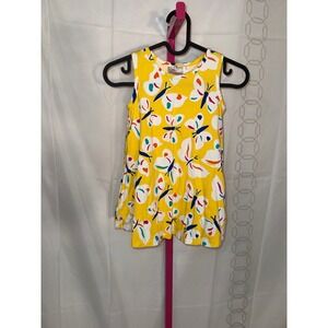 Hanna Andersson Yellow Butterfly Dress Kids Size 4 100cm Sleeveless Tank